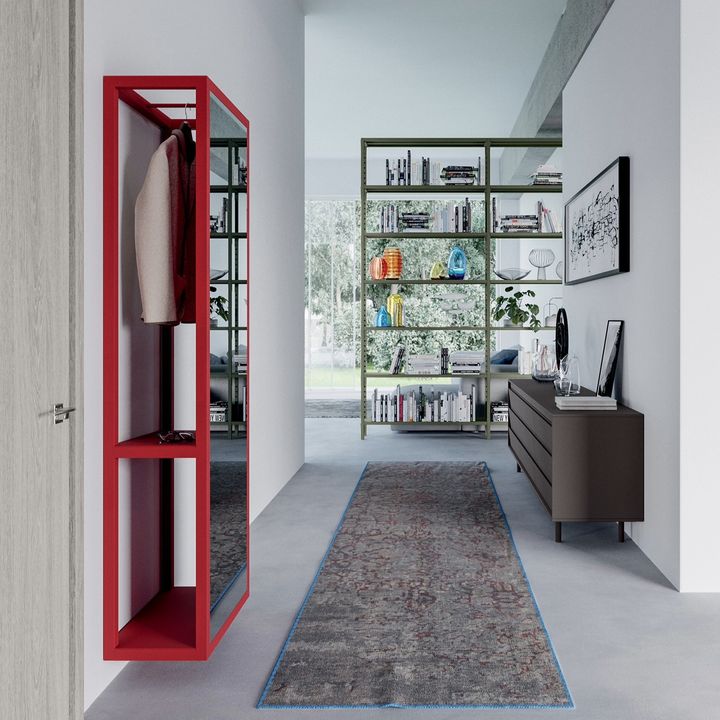 FRAME wall-mounted metal hallway unit with mirror by Fantin 11