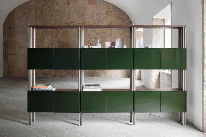 FLEXOR sectional wooden bookcase by GHIDINI1961 as a room-divider furnishing solution for 20-square-metre studio apartments 9