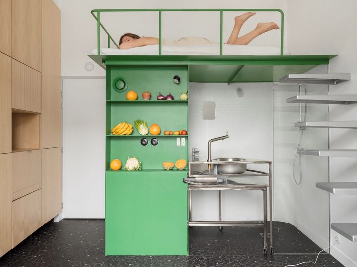 Retractable kitchen worktop, Secrétan 2 | La Sagna & Racine Paris / France / 2020 © Schnepp Renou 6