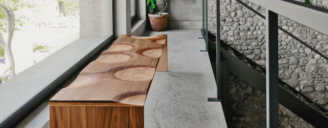 The Ripples wooden bench designed by Toyo Ito for Horm turns 20