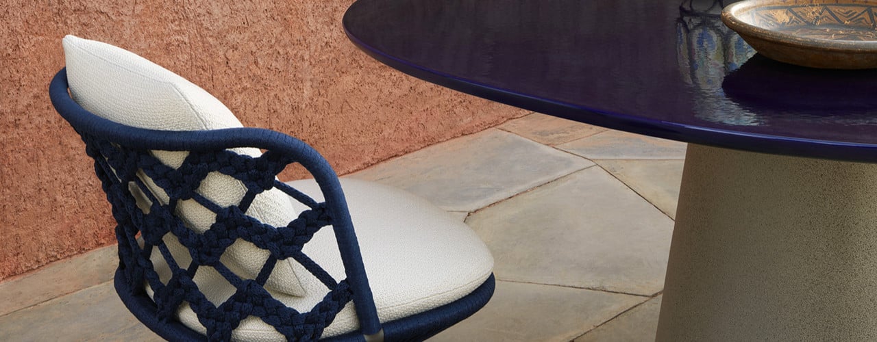 Glazed Ceramics and Macro-Weaves. Outdoor Furniture by Monica Armani