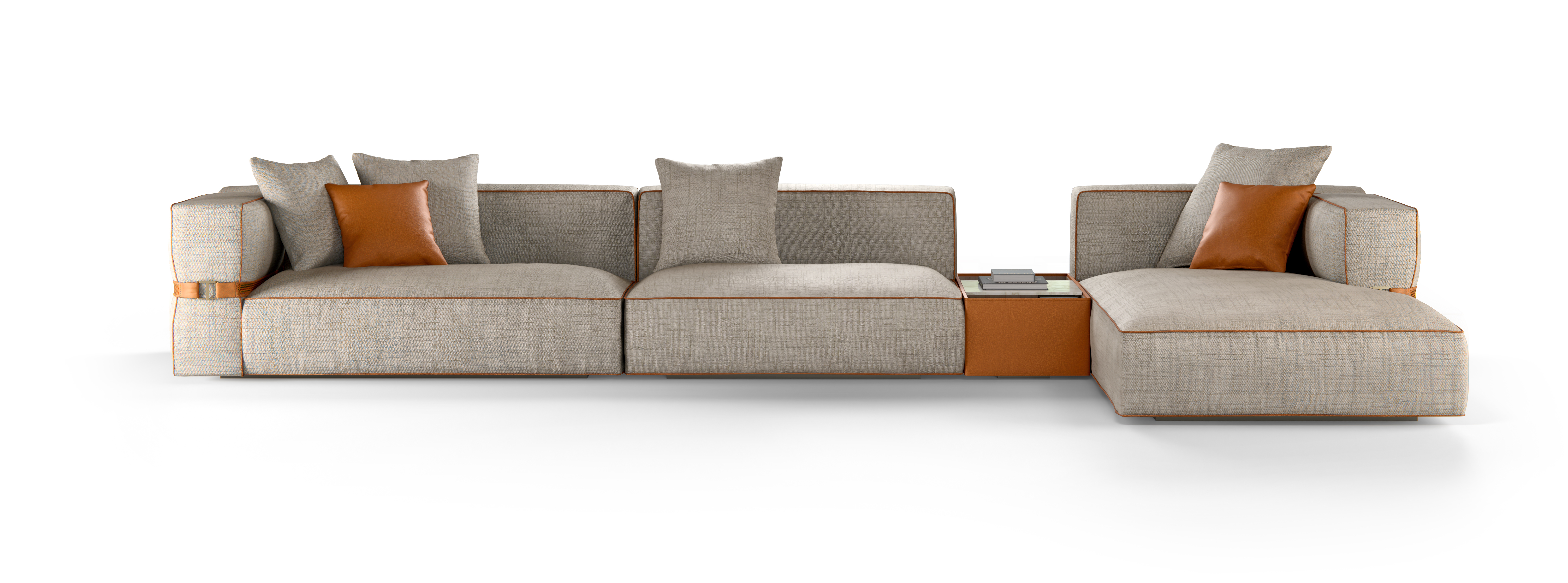 A Woven Leather Belt Wraps the Sofa