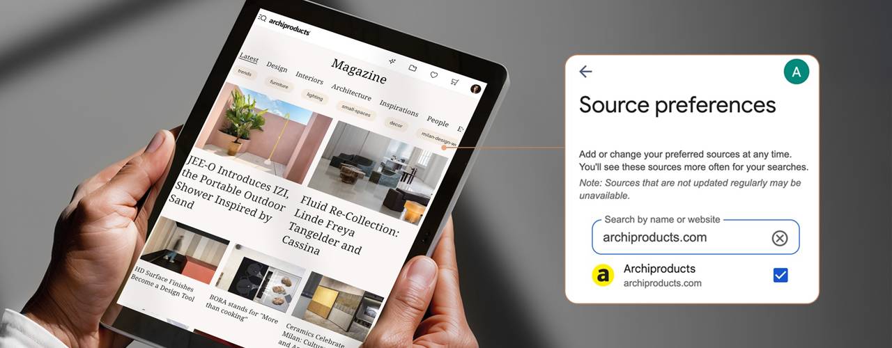 Inserisci il magazine di Archiproducts tra le tue fonti di Google