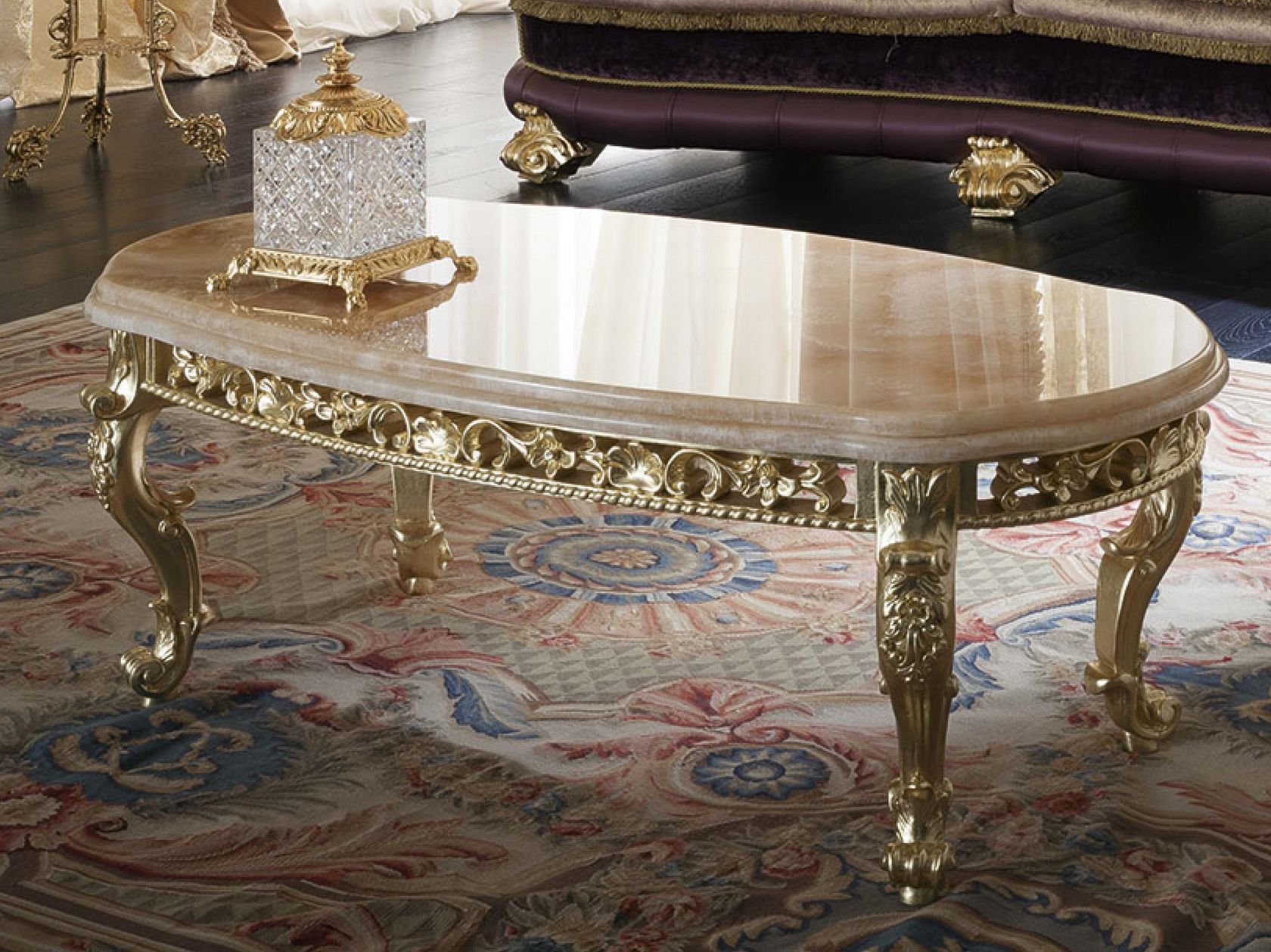 ROYAL Low oval coffee table By Modenese Luxury Interiors