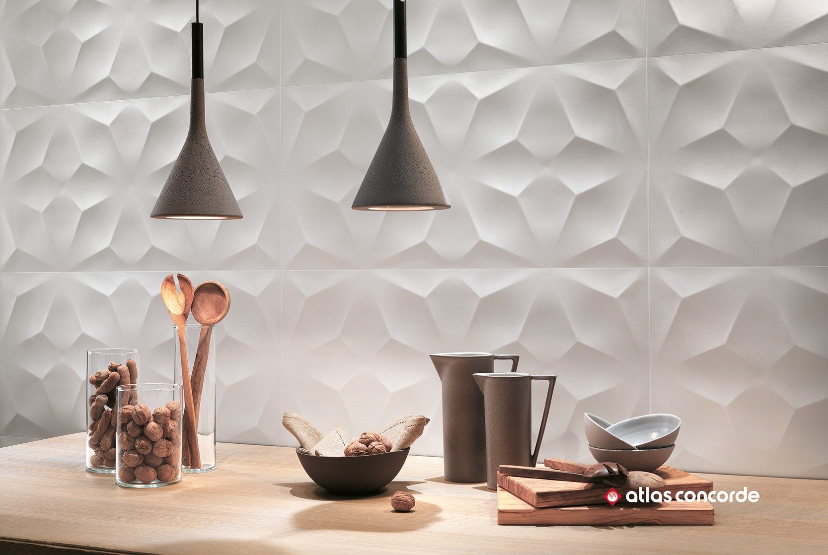 White-paste 3D Wall Cladding 3D WALL DESIGN DIAMOND By Atlas Concorde