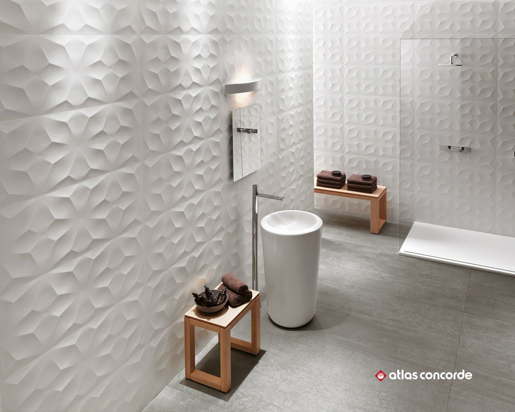 White-paste 3D Wall Cladding 3D WALL DESIGN DIAMOND By Atlas Concorde