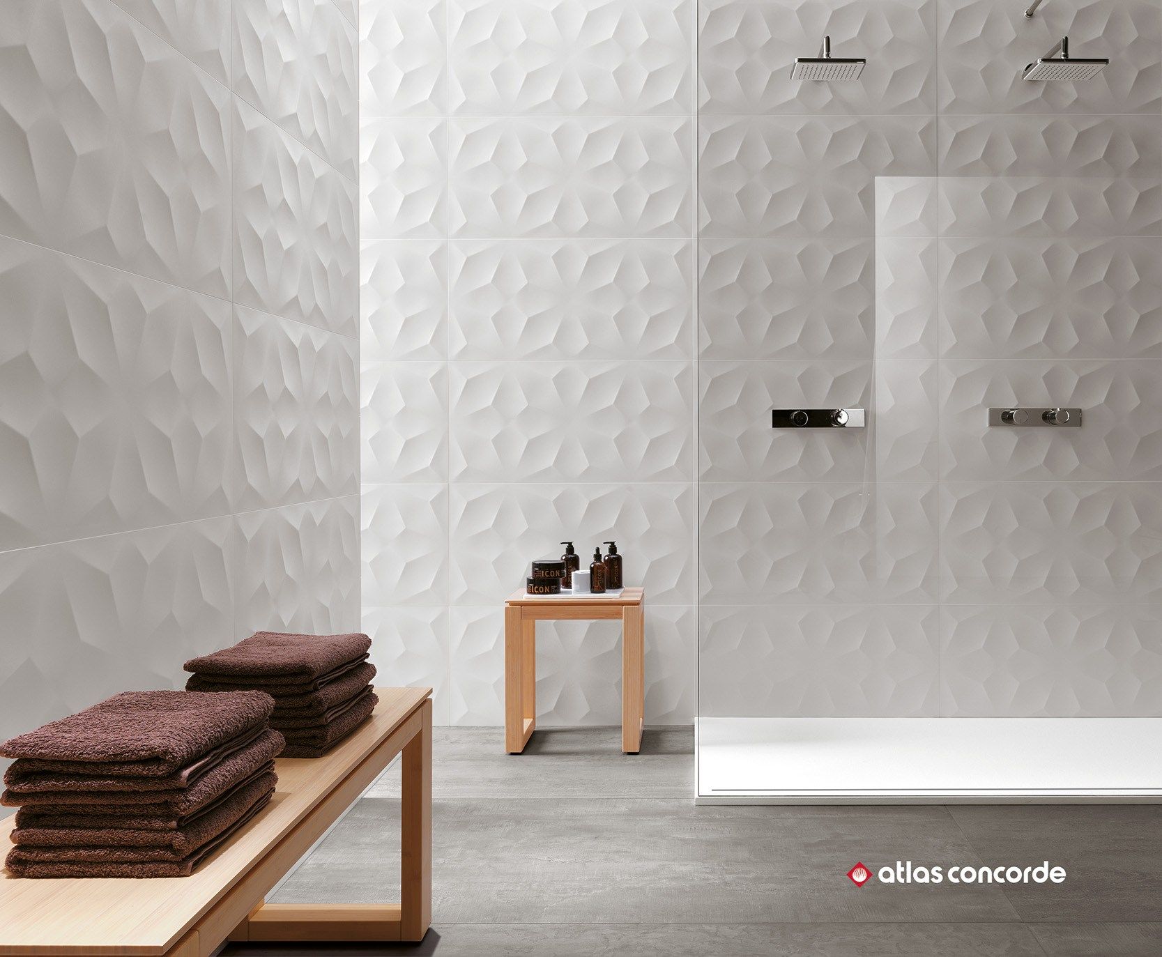 White-paste 3D Wall Cladding 3D WALL DESIGN DIAMOND By Atlas Concorde