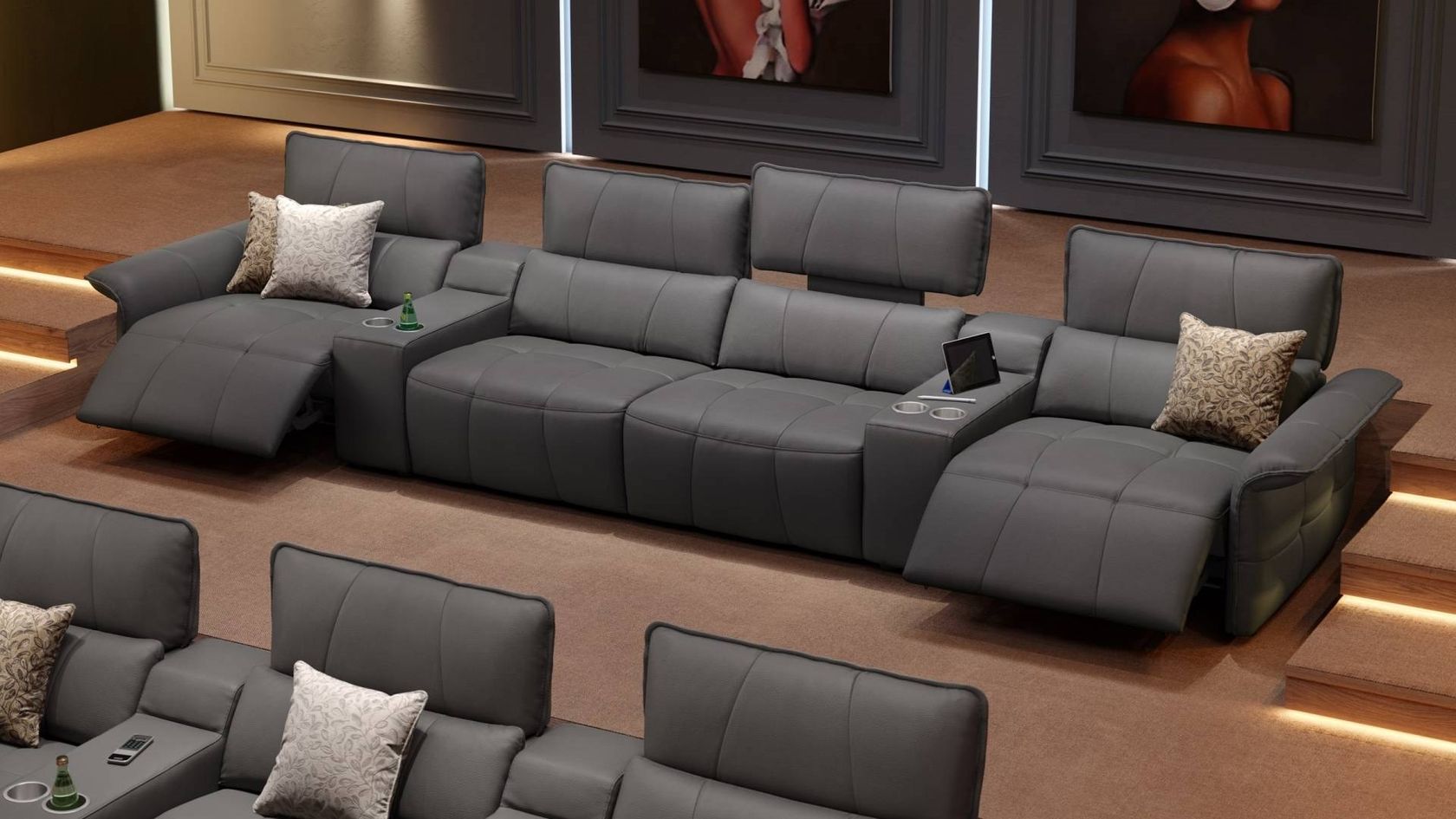 ADRIA KINO Recliner 4 seater leather sofa By Sofanella