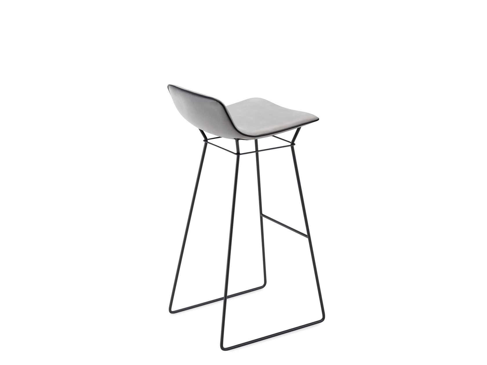 Sled base leather barstool with footrest AMELIE BARSTOOL LOW Amelie