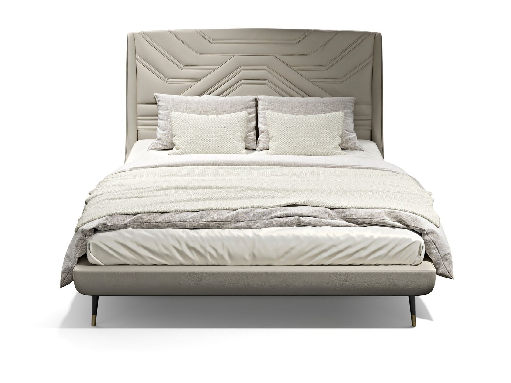 Fabric double bed with upholstered headboard AMÈLIE By Capital Collection