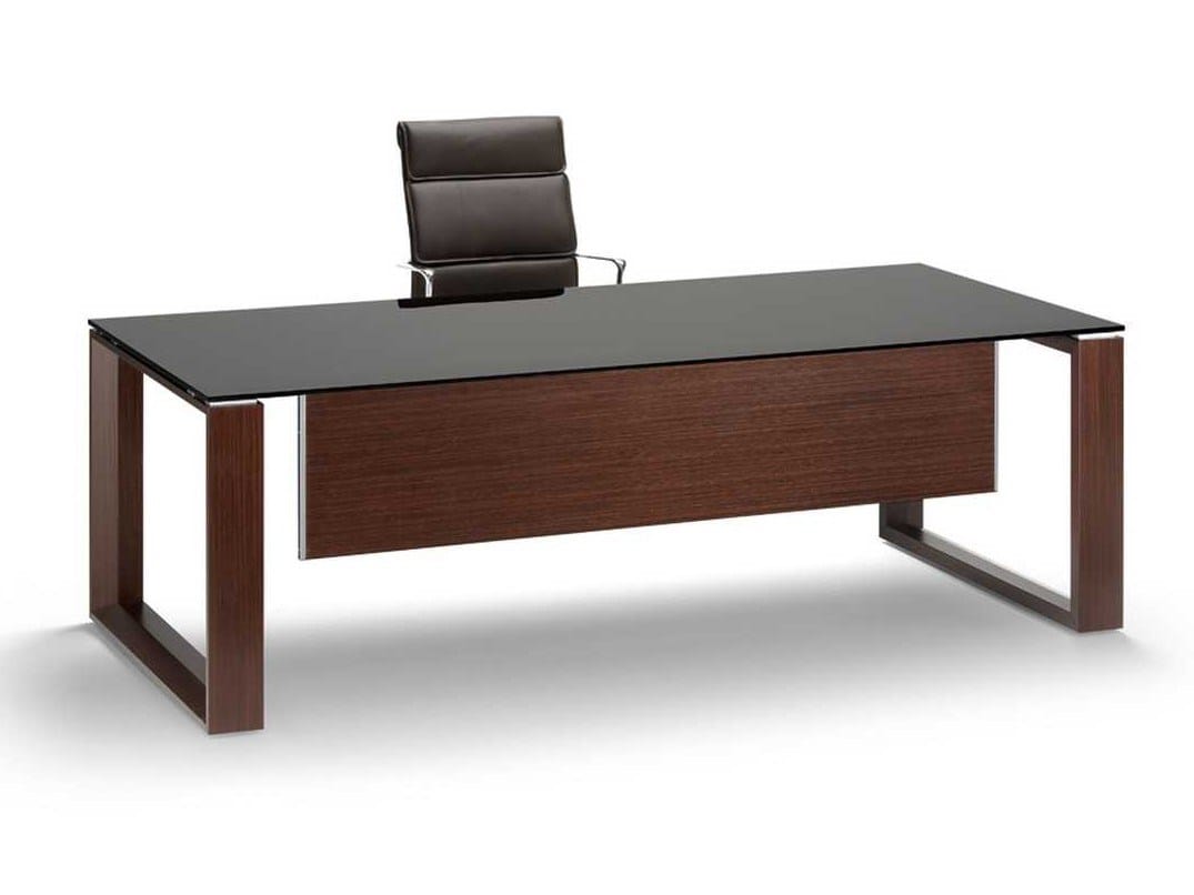 ARCHE Tempered glass office desk By Bralco design Gianantonio Perin