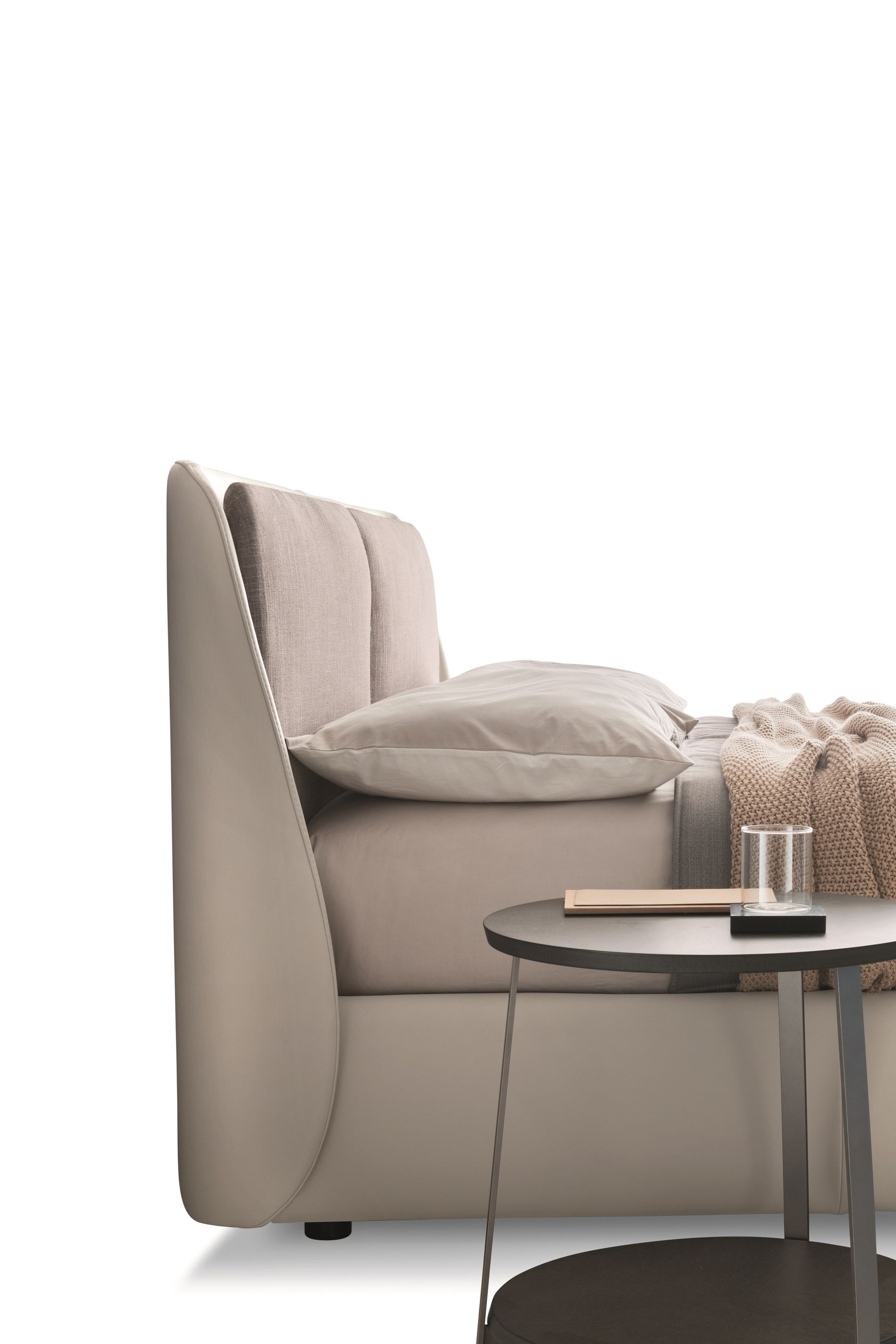 BEND Leather bed with upholstered headboard By Ditre Italia design