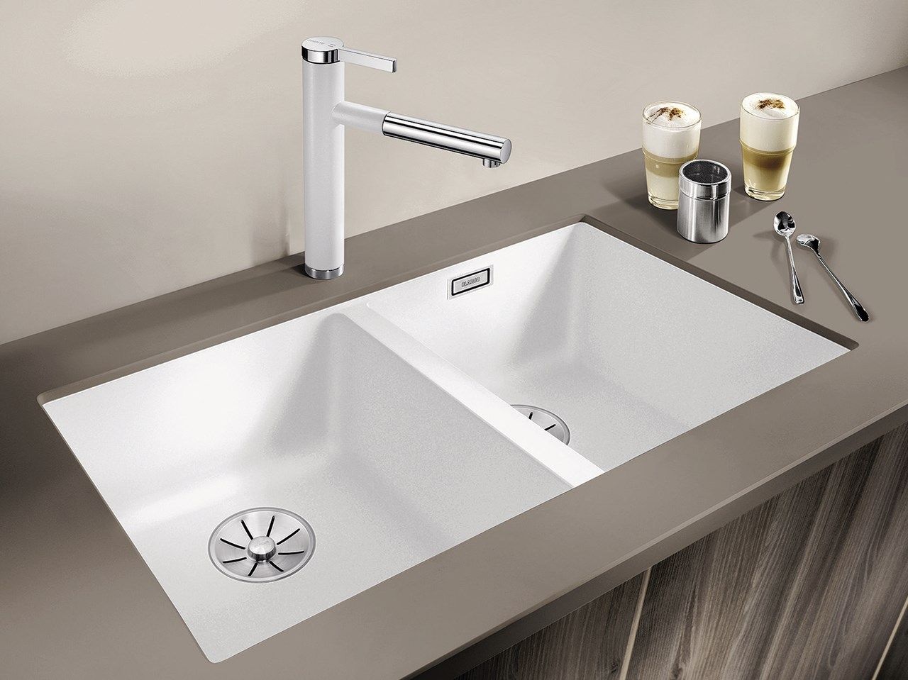 fregadero 2 senos blanco