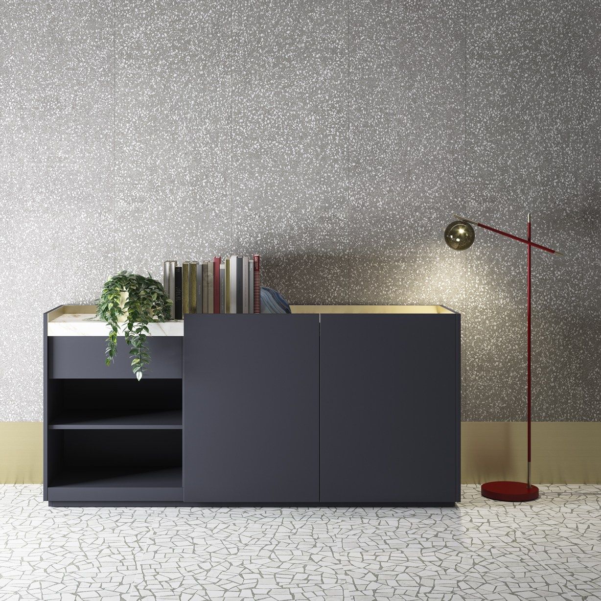 BLOCK 2.0 Wooden office storage unit with hinged doors By PROF