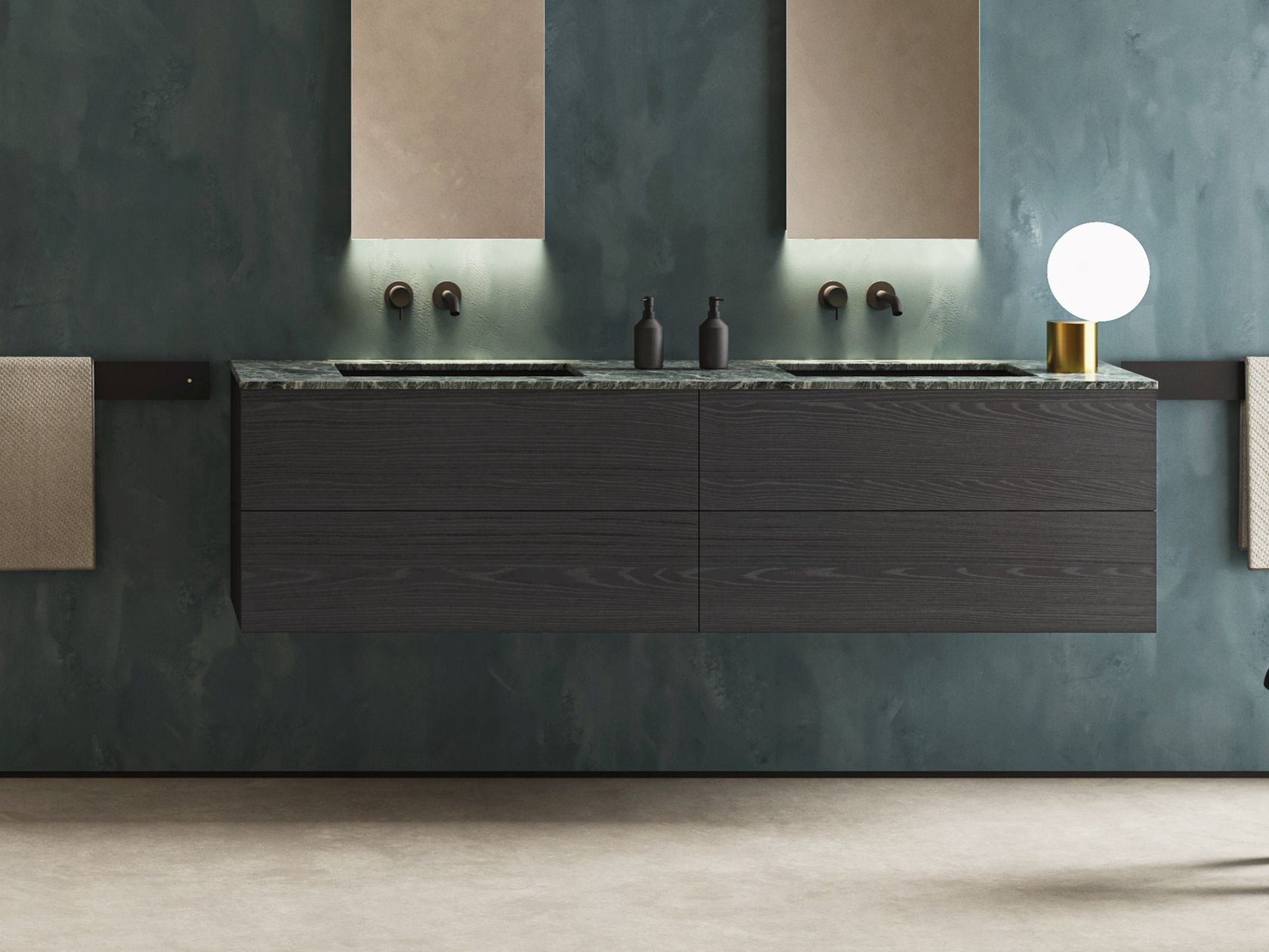 BLOCK H.48 Double wooden vanity unit with drawers By Moab | design ...