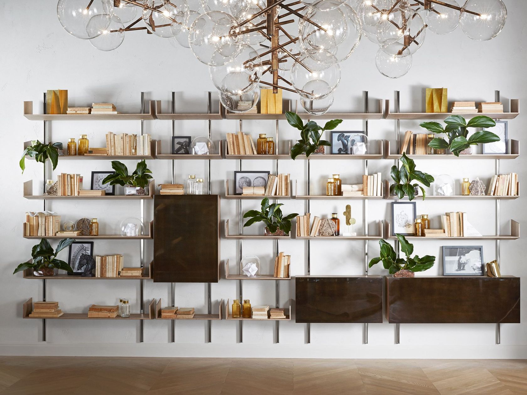 BRERA Wall-mounted modular wooden bookcase By Gallotti&Radice
