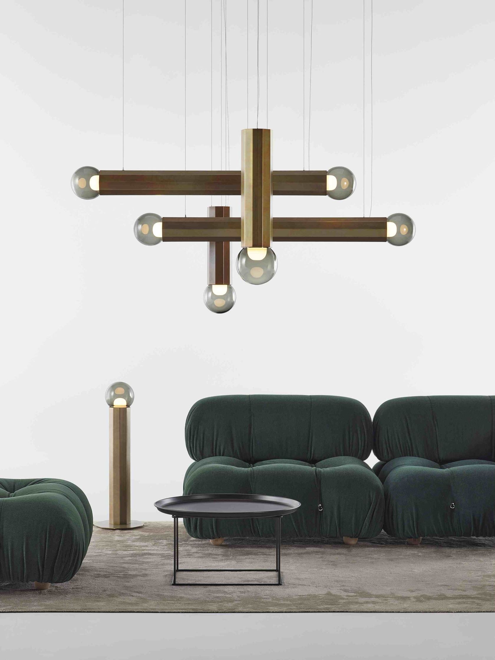 PRISMA DOUBLE | Pendant lamp LED blown glass and metal pendant lamp By ...