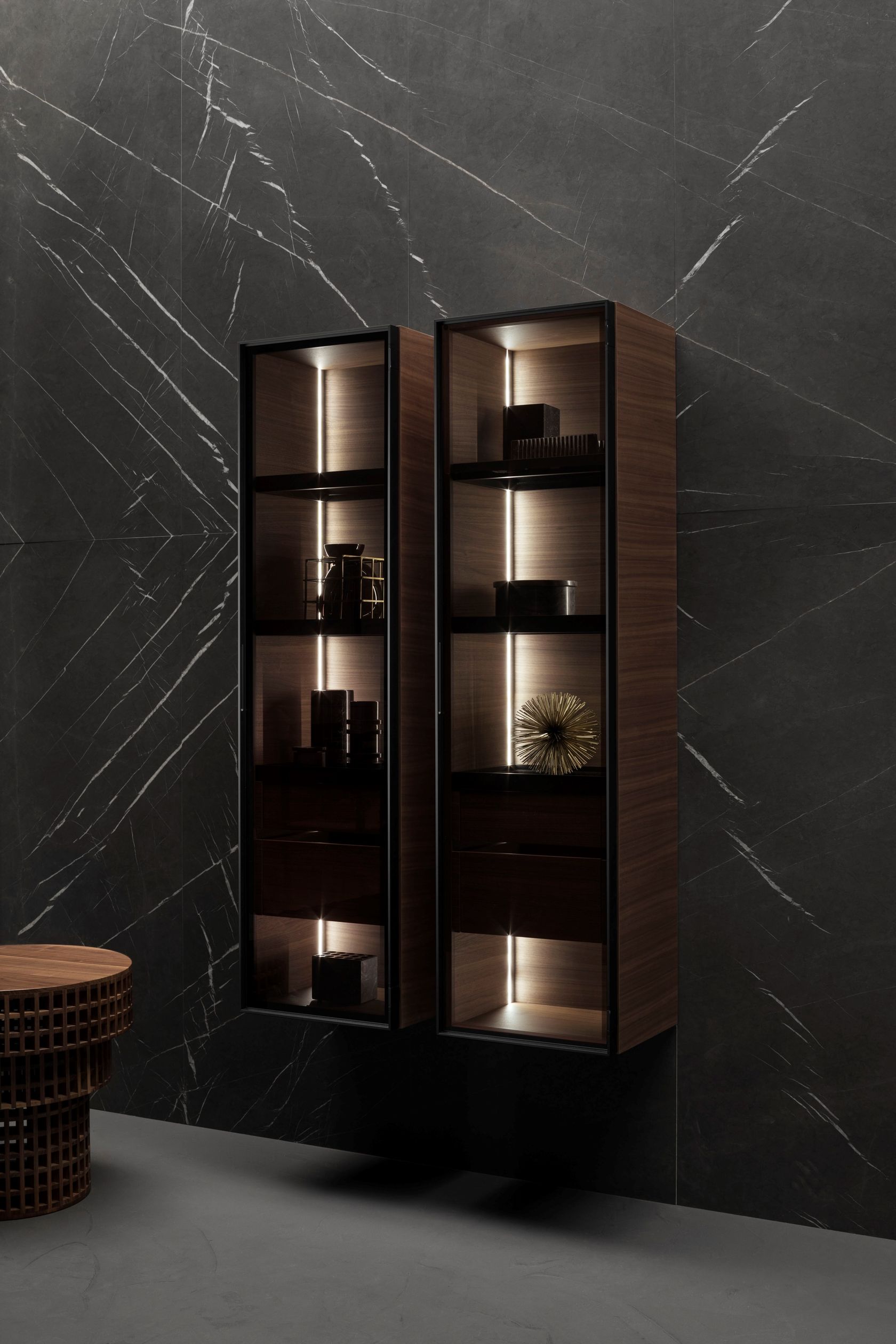 BUTLER Bathroom wardrobe in aluminum, glass and wood By FALPER | design ...