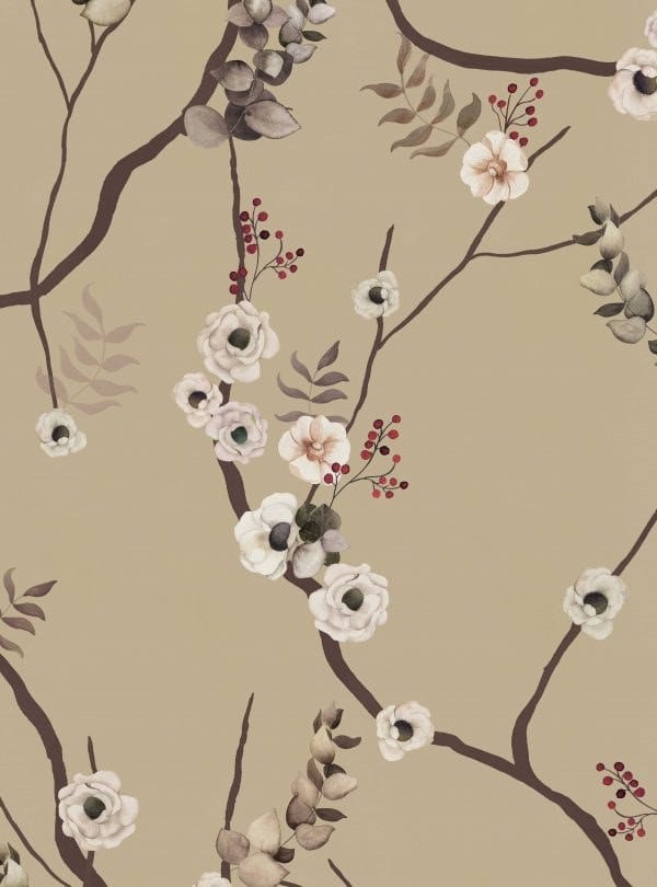 CAPPUCCINO Wallpaper with floral pattern By Paint Up
