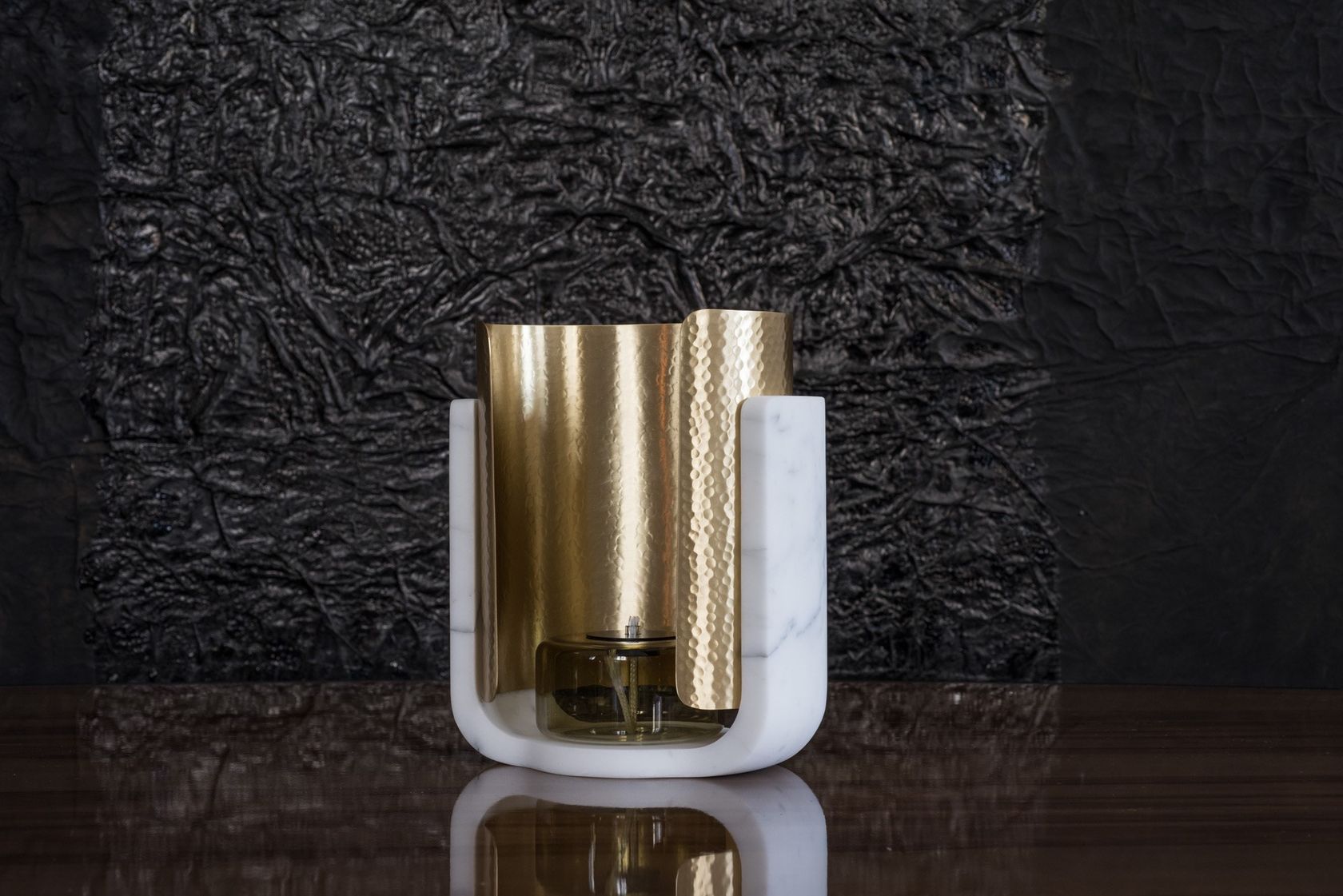 Uyuni Lighting Portacandele in marmo, rotondo, 3,5 x 10 cm, beige