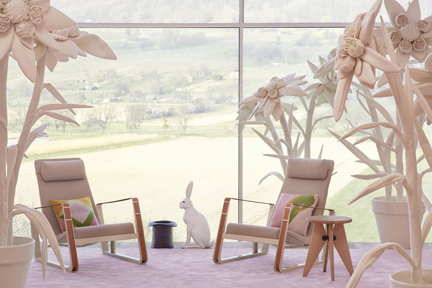 Sled base fabric armchair with headrest CITÉ By Vitra design Jean Prouvé