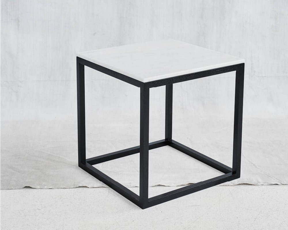 Oak coffee table / bedside table CUBE TABLE BLACK OAK & MARBLE By