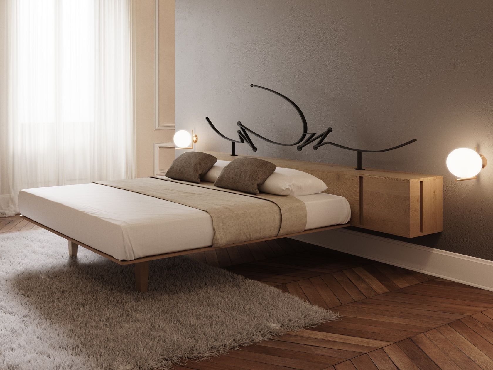 Double Bed With Storage Headboard CUBO By Barel Design Elio Garis