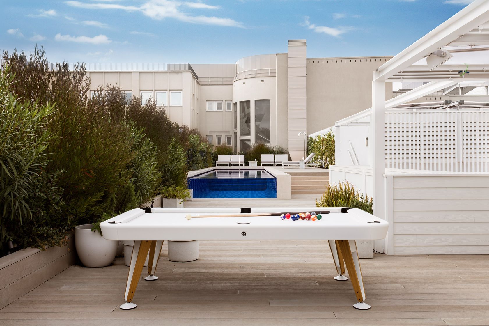 DIAGONAL OUTDOOR Pool table Outdoor pool table in painted steel and