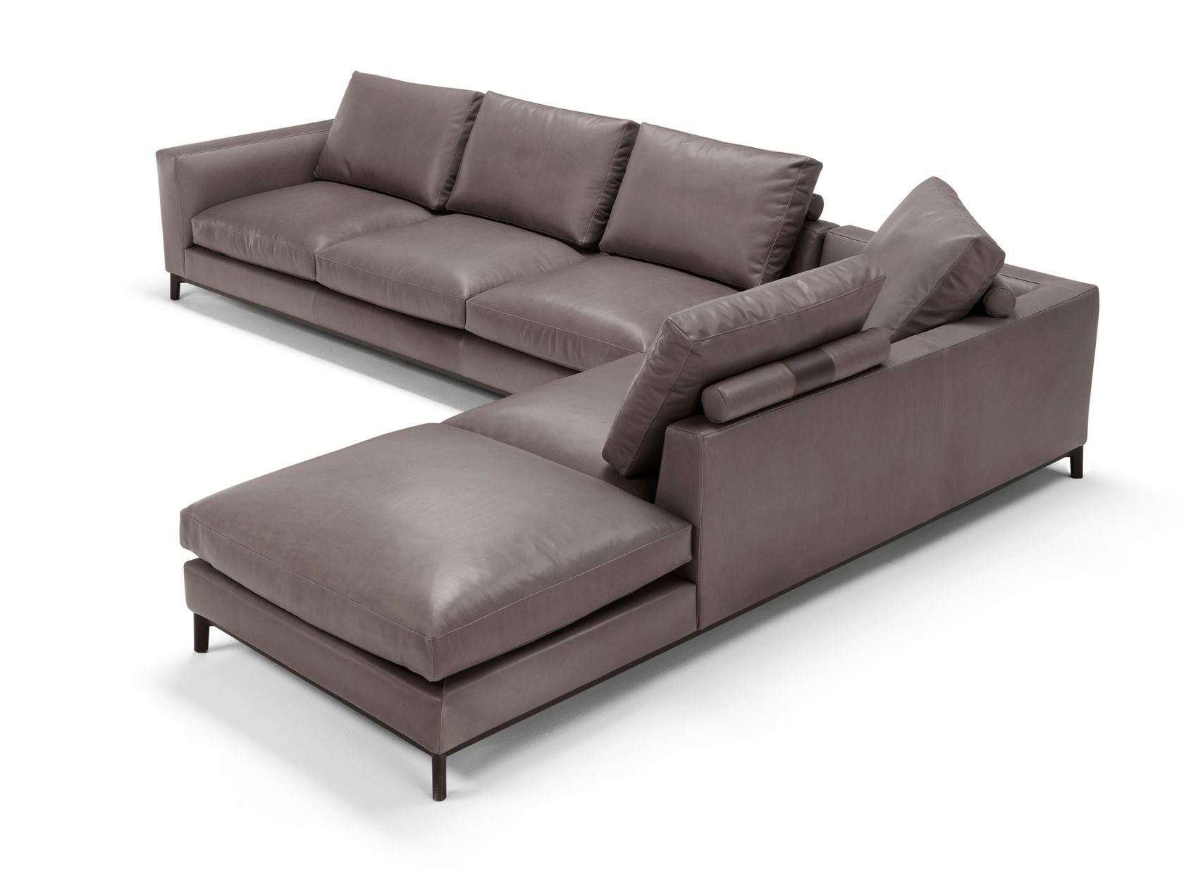 Dorsey - Canapé d'angle cuir gris - Vue supplémentaire 2
