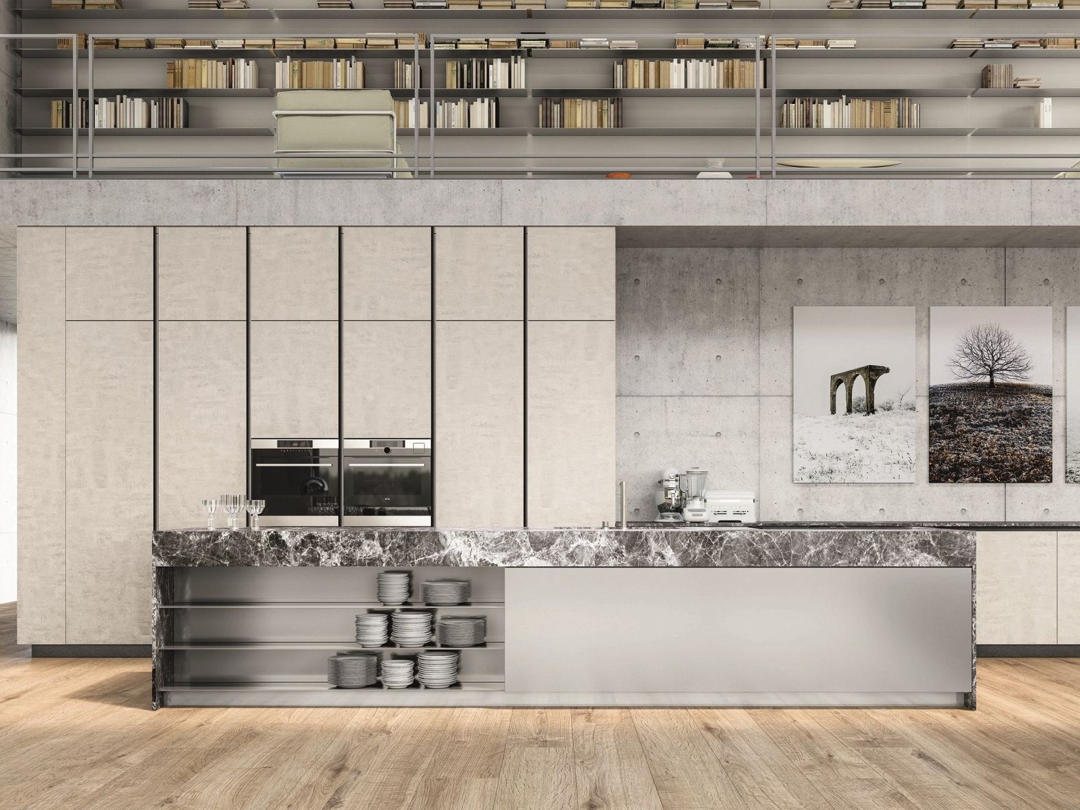 EASY THE DOUBLE HEIGHT Modular kitchen in aluminum and marble with ...