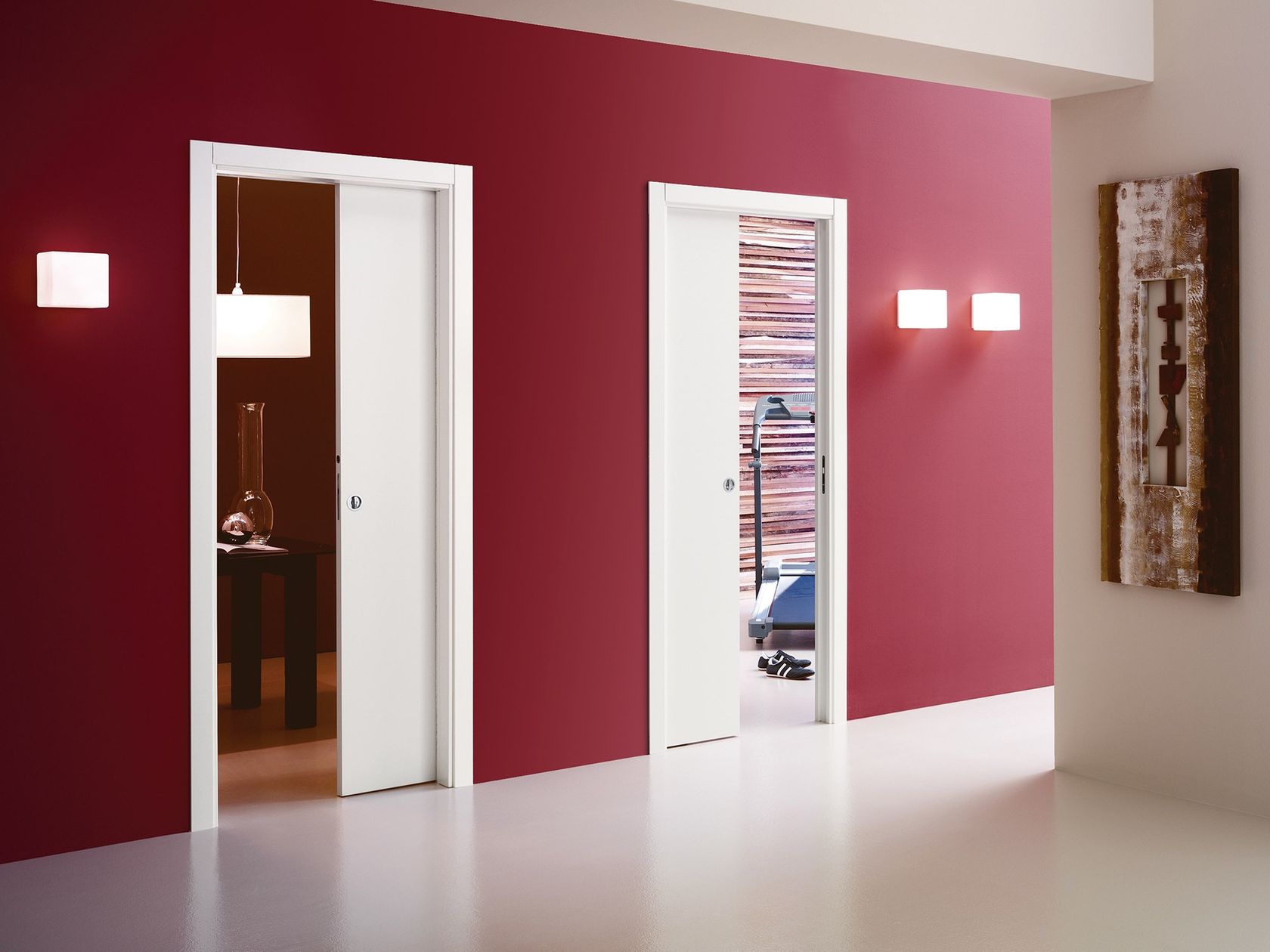 ECLISSE Unilateral Pocket door system for two doors sliding into one pocket By Eclisse