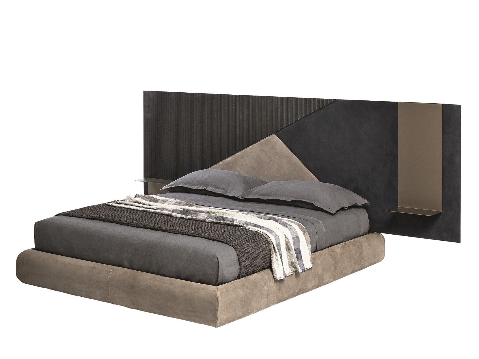 EGO Leather double bed with high headboard By Shake design Andrea Zonta