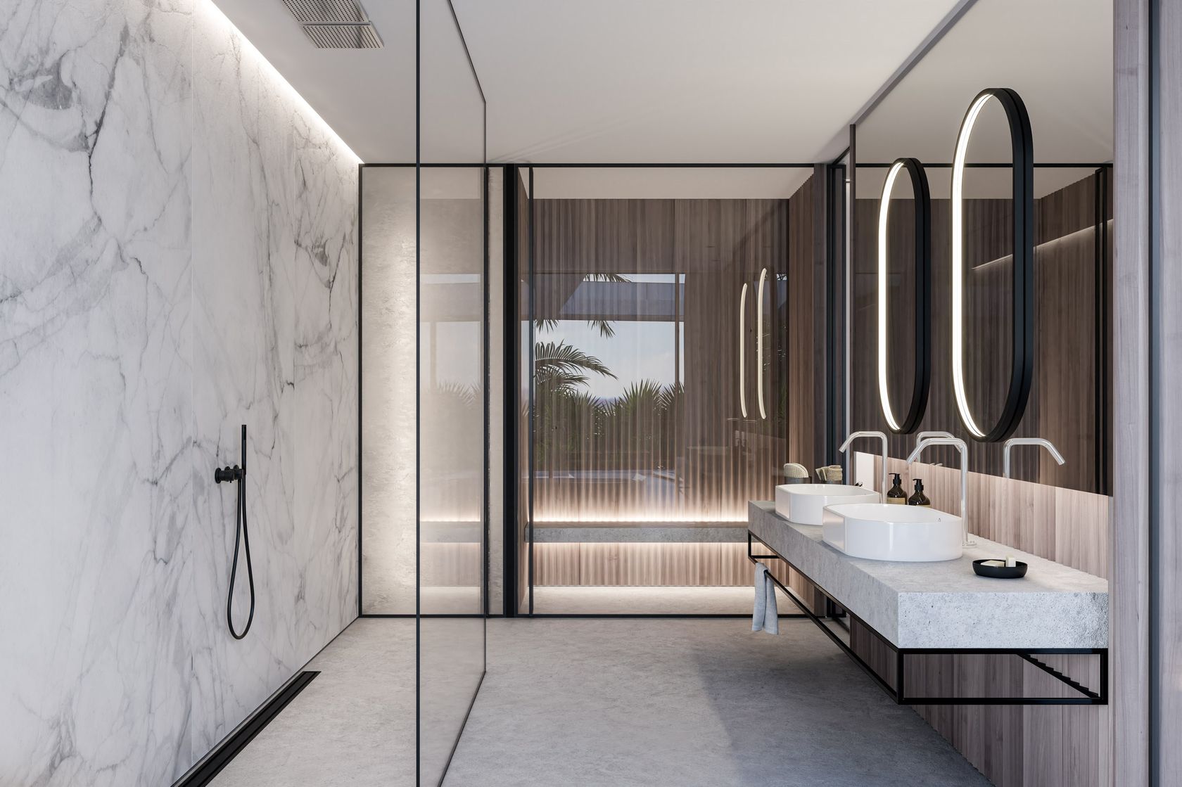 FUTON W Oval mirror OLED oval framed aluminium mirror By Intra