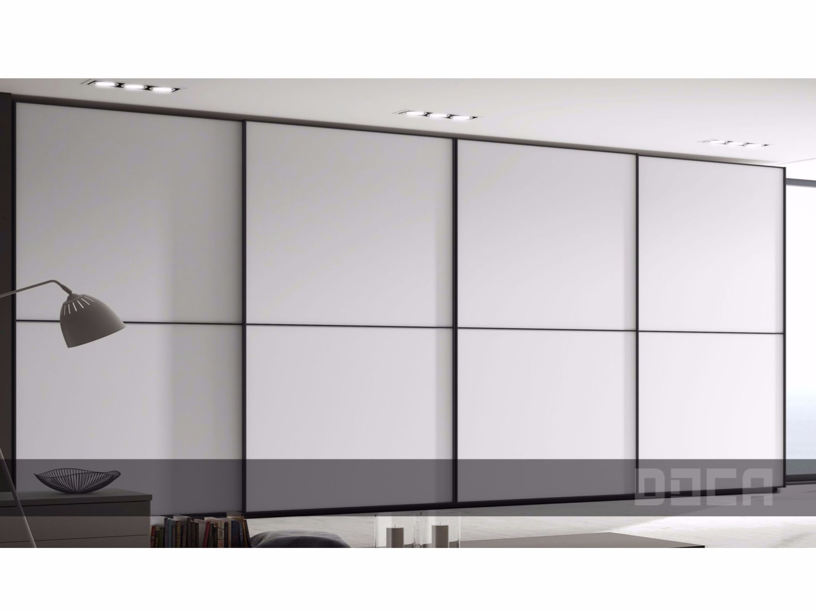 Lacquered glass wardrobe with sliding doors GLASS MIX BLANCO MATE By Doca