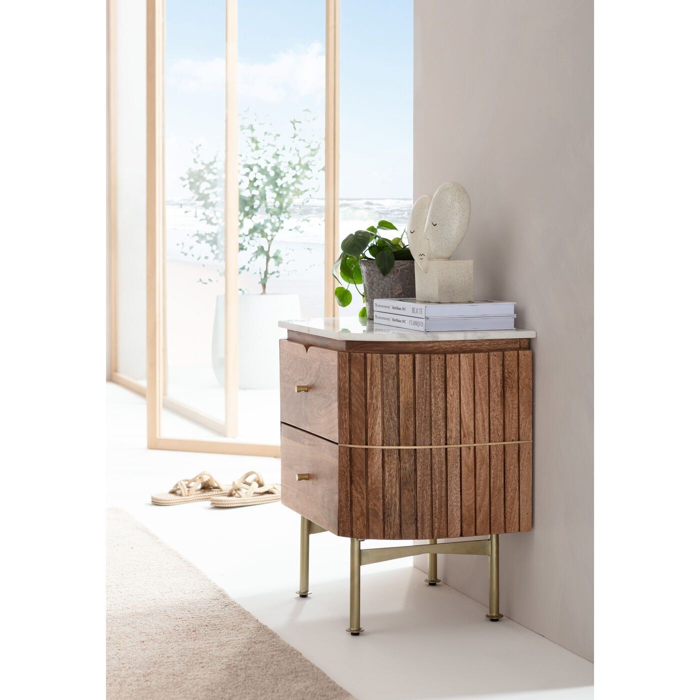 GRACE Solid wood bedside table with drawers By KARE Design