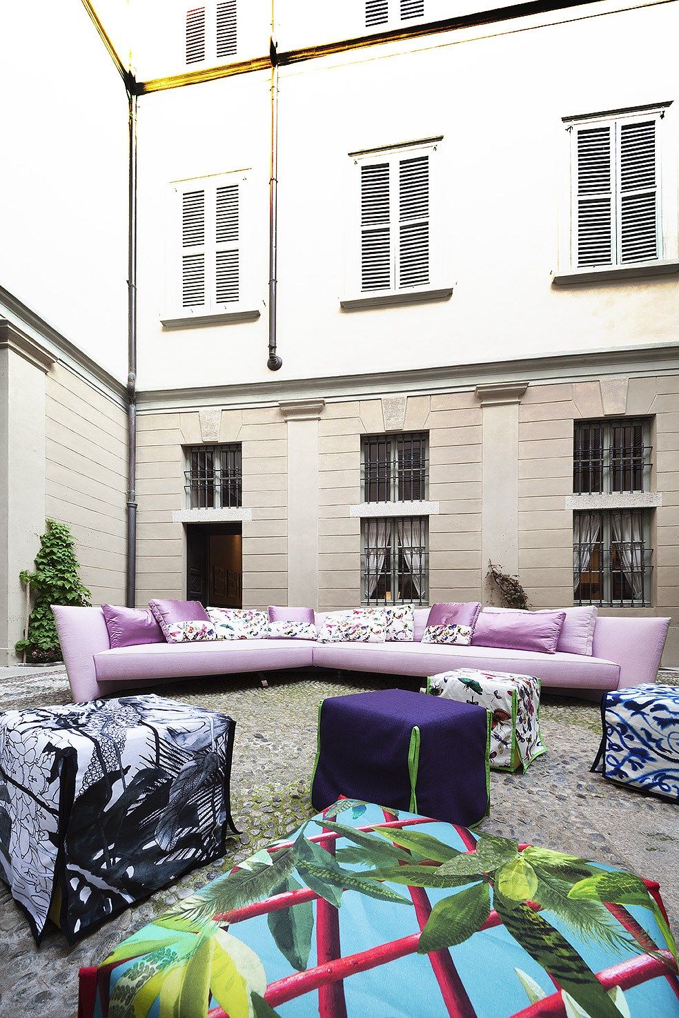 Sectional fabric sofa By ERBA ITALIA design Soressi