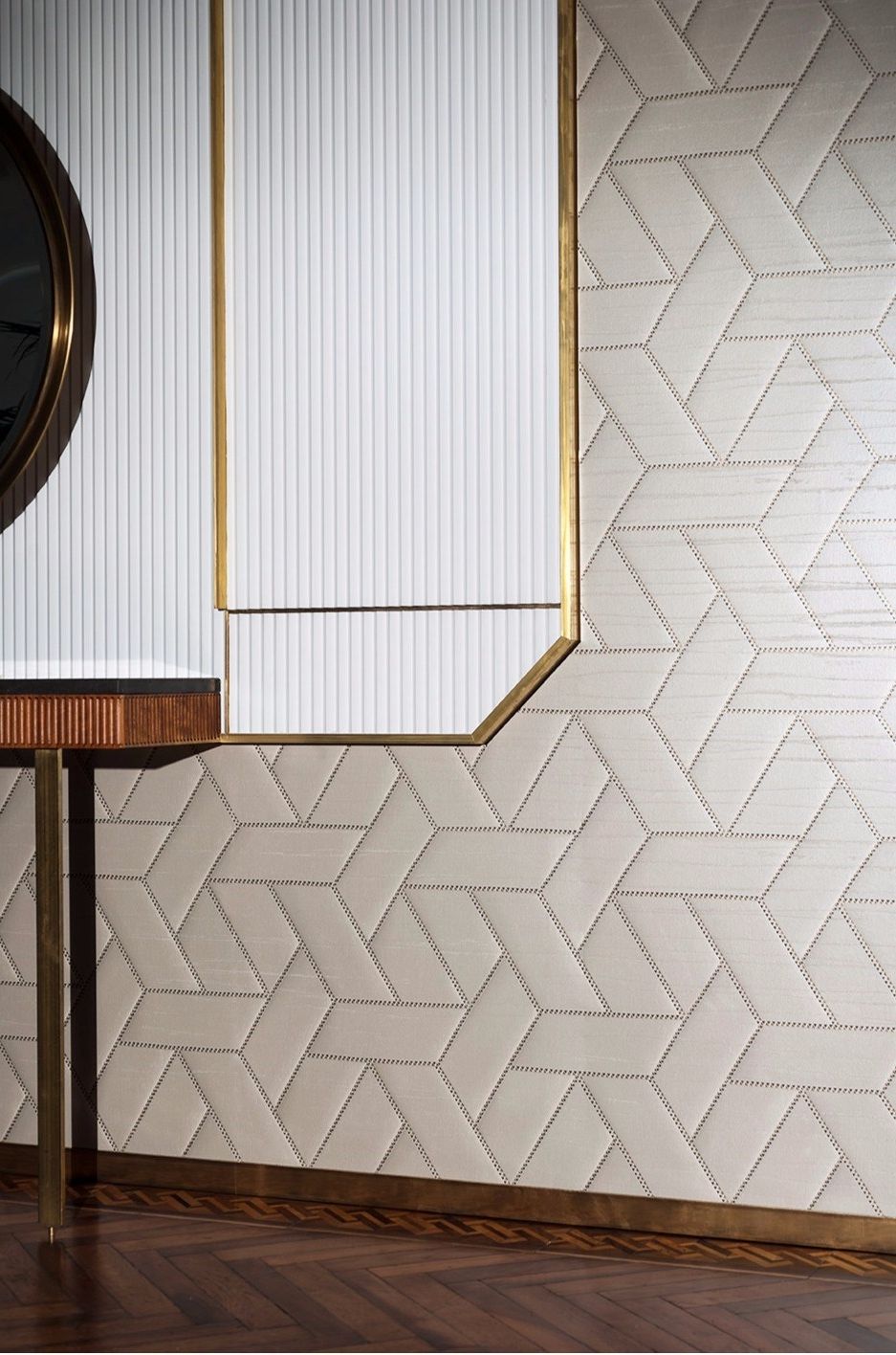 Geometric fire retardant washable wallpaper INTARSIATO WALLCOVERING By