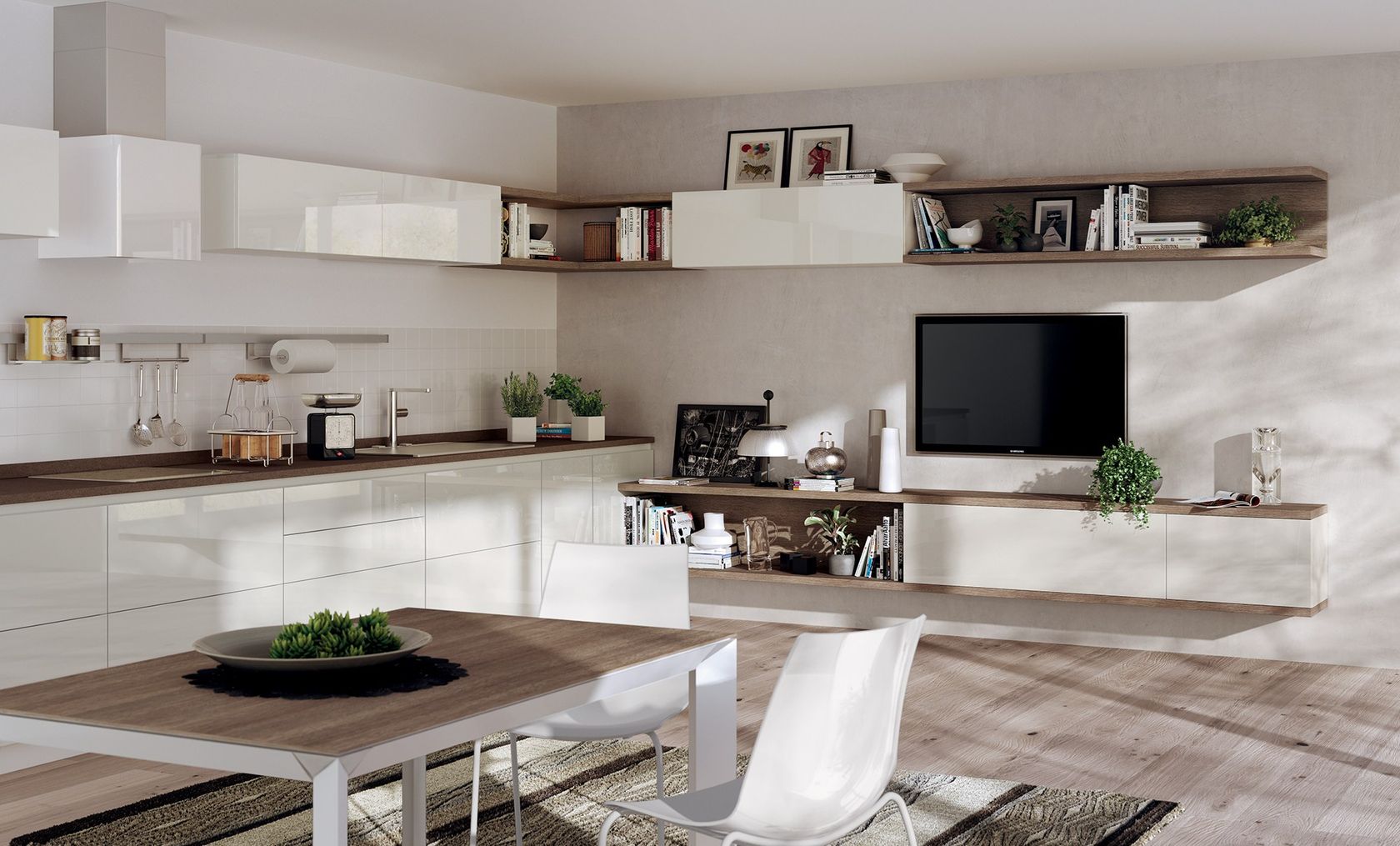 Integrated modular storage units Integrated living rooms Line By Scavolini
