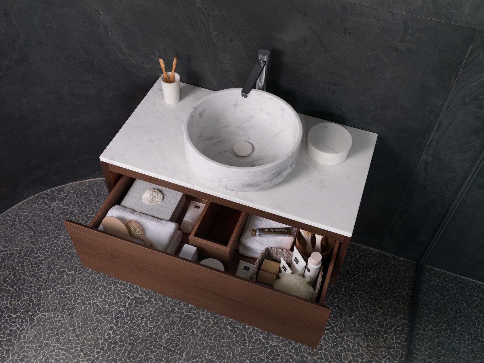 CIRCLE TOWER Single vanity unit KARON Collection By Porcelanosa