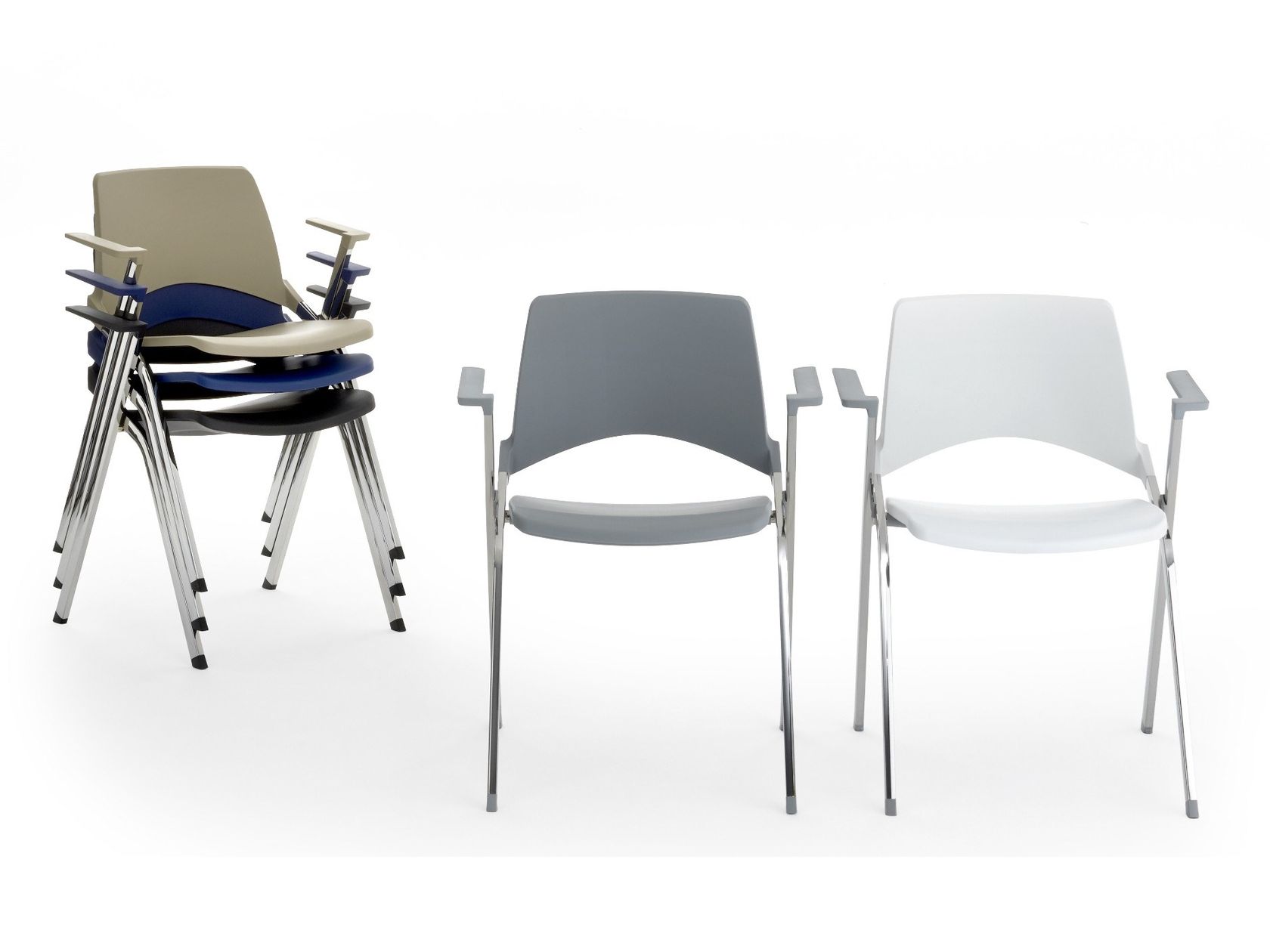 LAKENDÒ PLASTIC Chair with armrests Stackable folding chair with