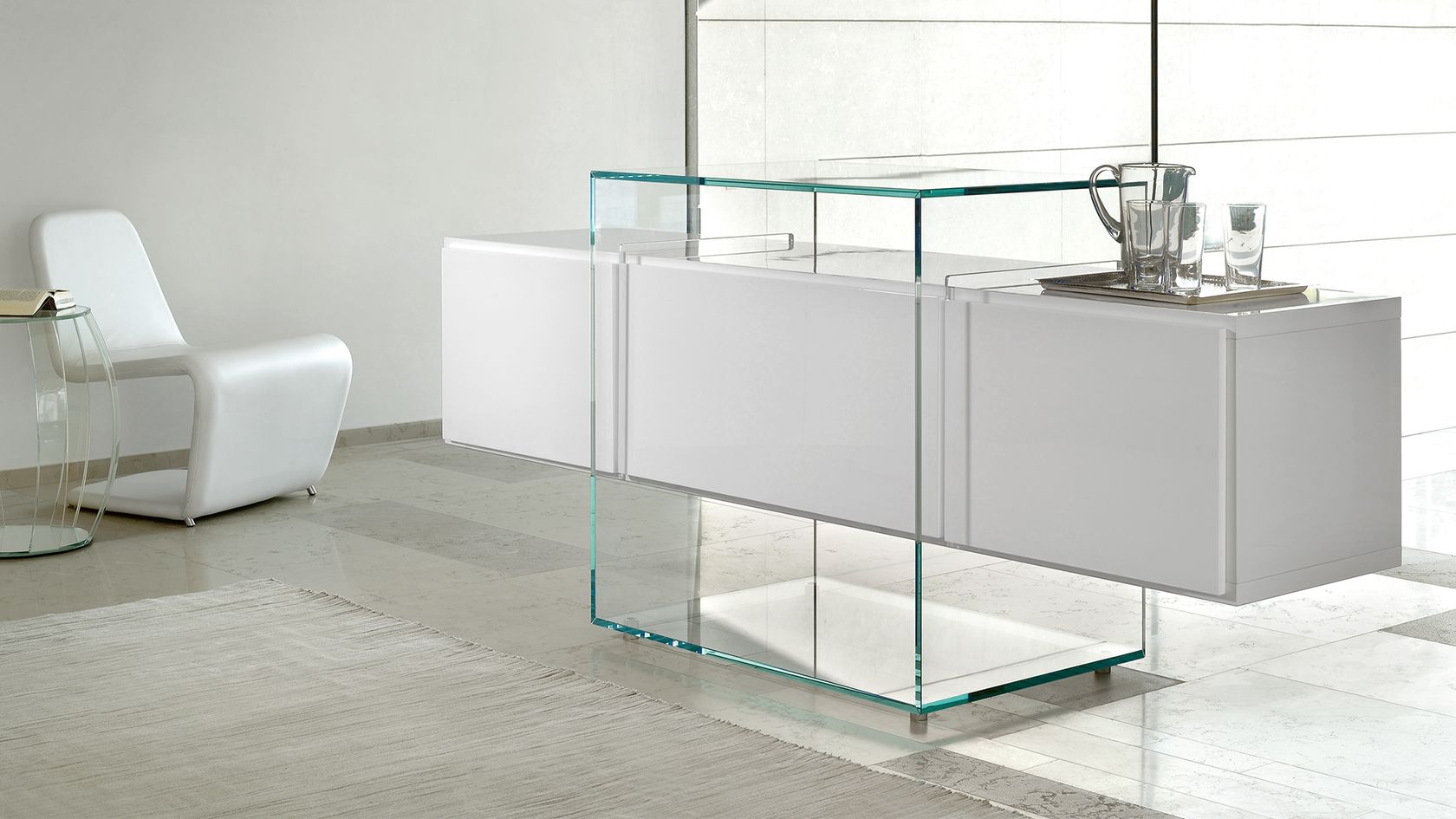 KUBO Wood and glass sideboard with flap doors By Reflex | design ...