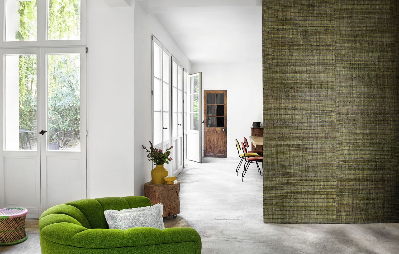 Fire retardant raffia wallpaper LAOLAG Raw raffia Collection By Élitis