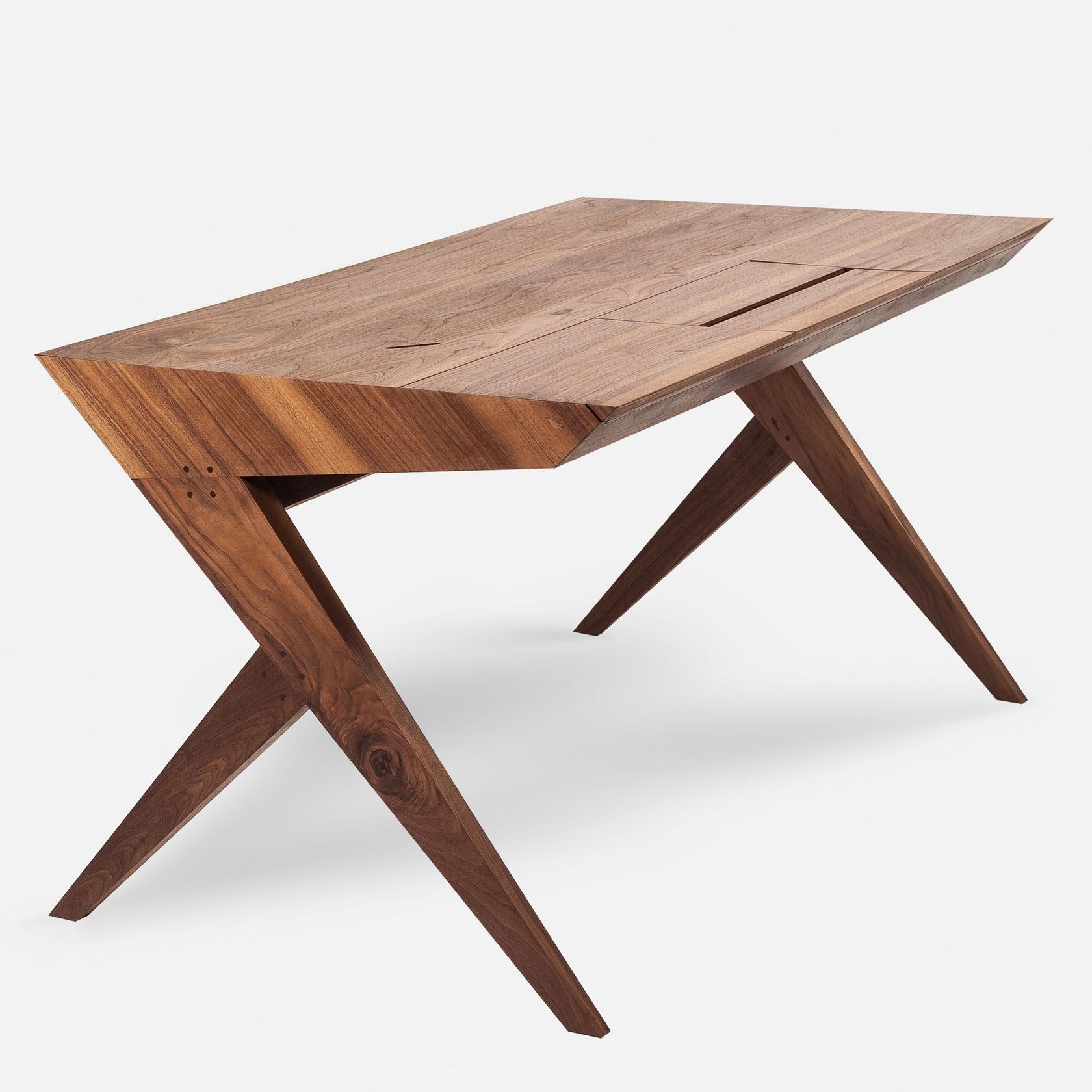 Acacia Lagom Scrivania In Legno Massello Con Cassetti - Stile Scandinavo, Noce, Per Ufficio E Casa