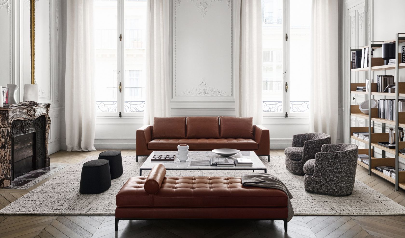 LUCREZIA SOFT Leather sofa By Maxalto design Antonio Citterio