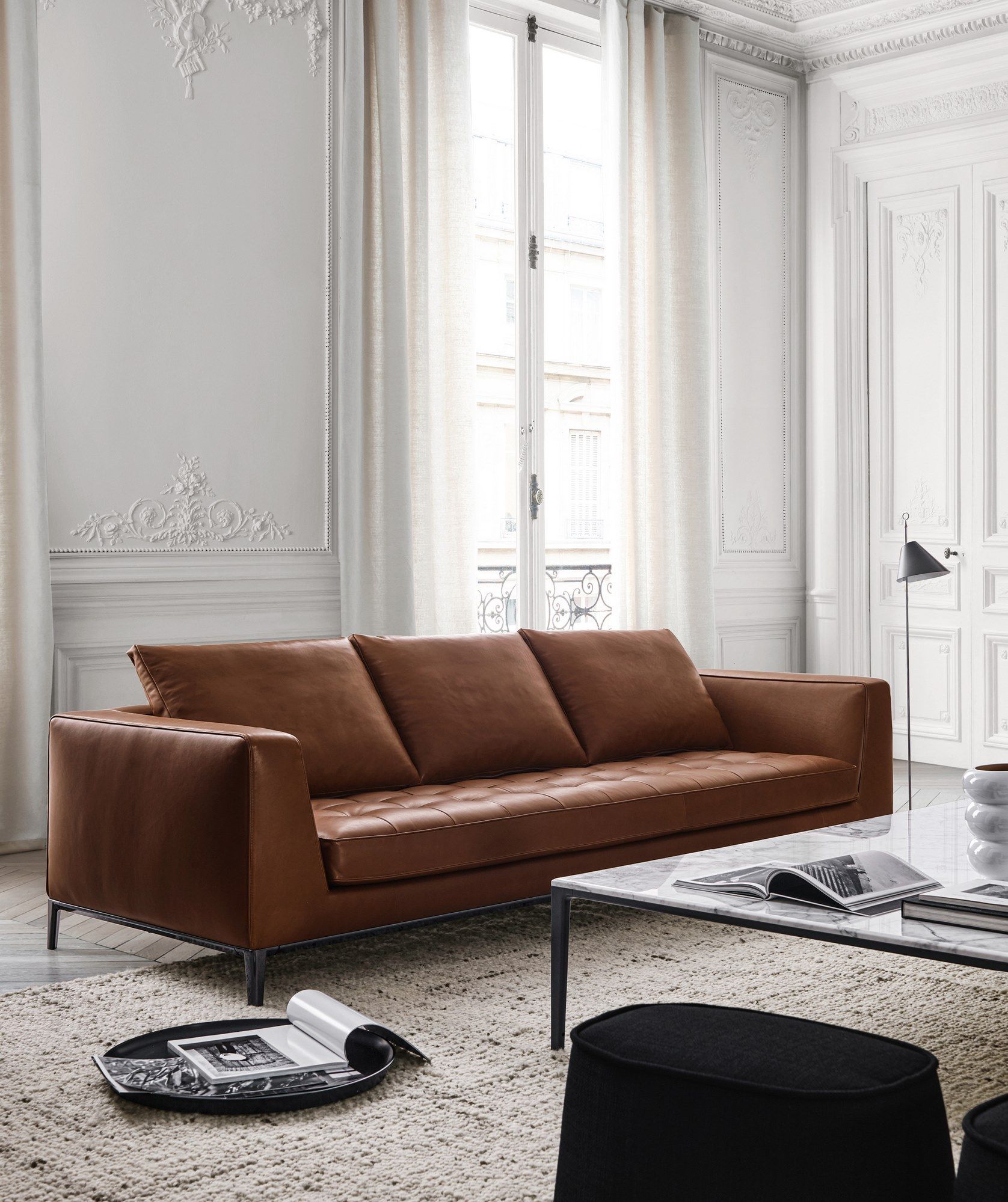 LUCREZIA SOFT Leather sofa By Maxalto design Antonio Citterio