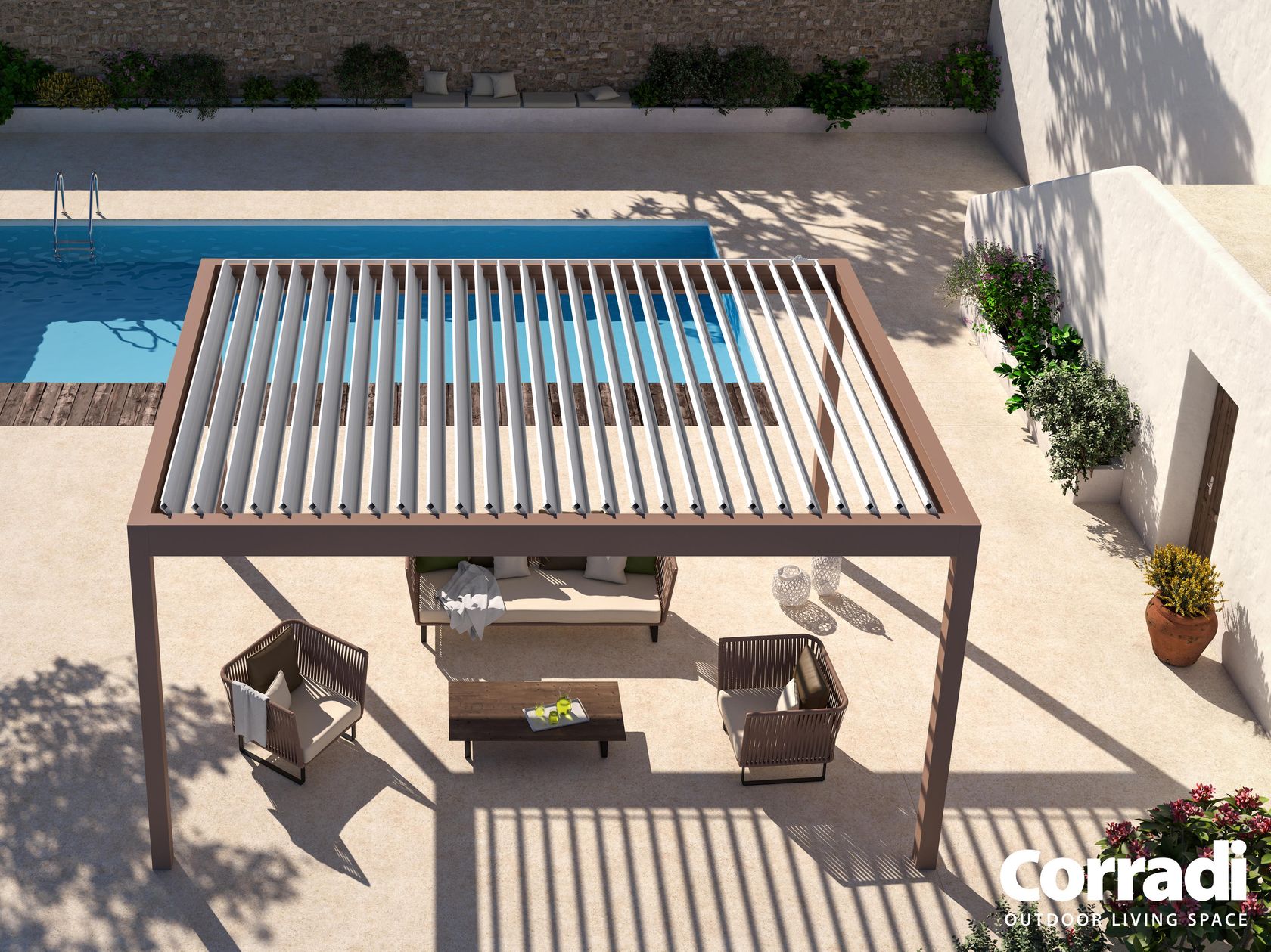 MAESTRO | Pergola with adjustable louvers Aluminium pergola with ...