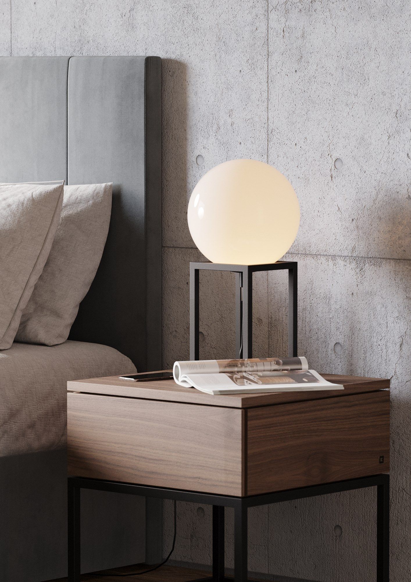 MALÉ | Bedside table Rectangular wooden bedside table with drawers By ...