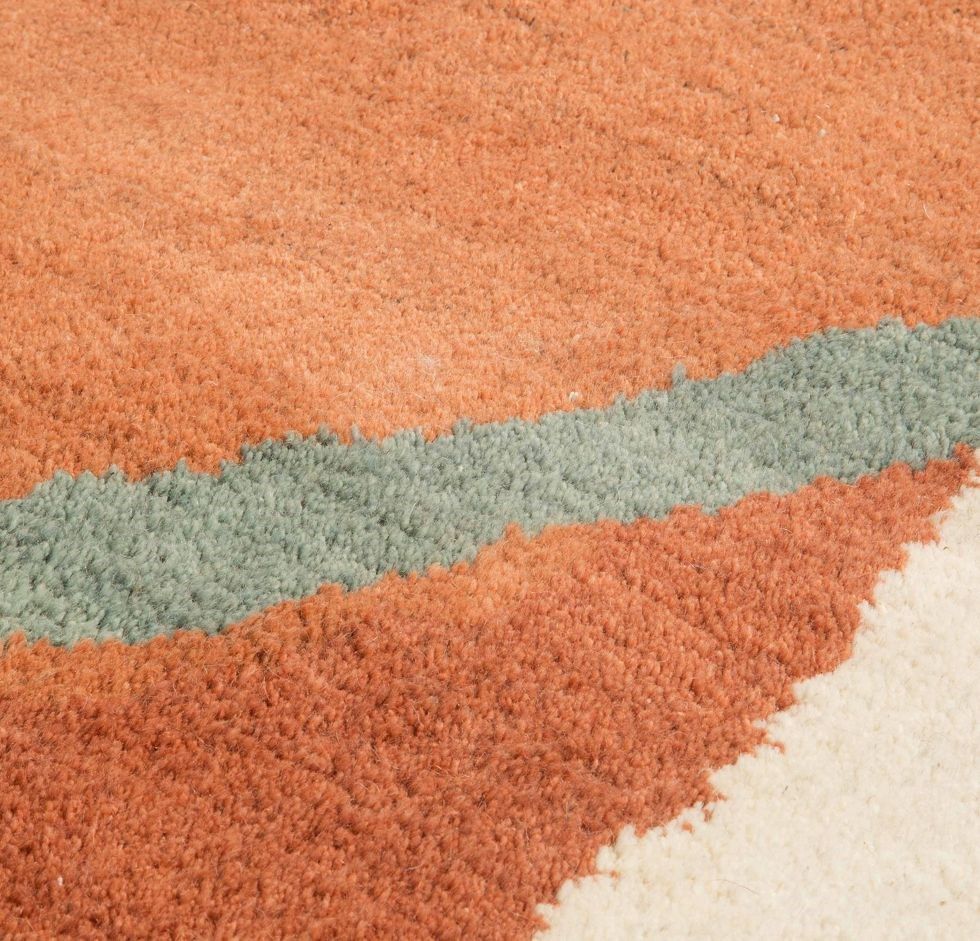 Handmade rectangular wool rug MERGE DAWN Nativ Collection By ROCHE