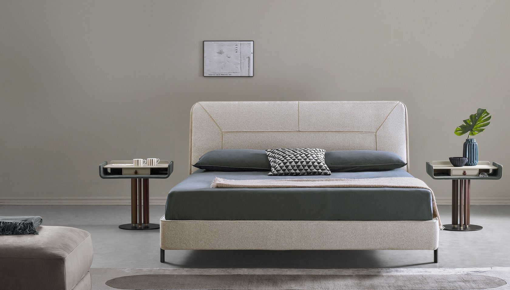 NARA Bed with upholstered headboard By Bodema design Umberto Asnago