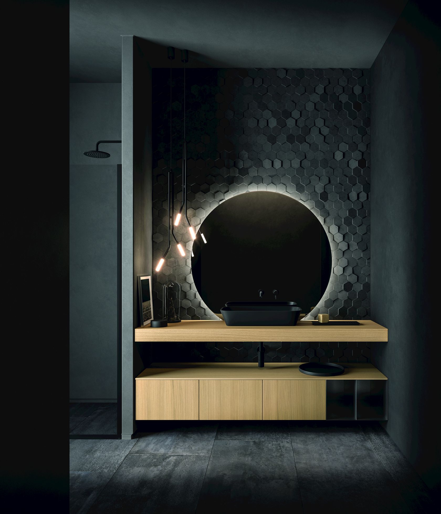 NEROLAB Wood veneer vanity unit Nerolab Collection By Cerasa